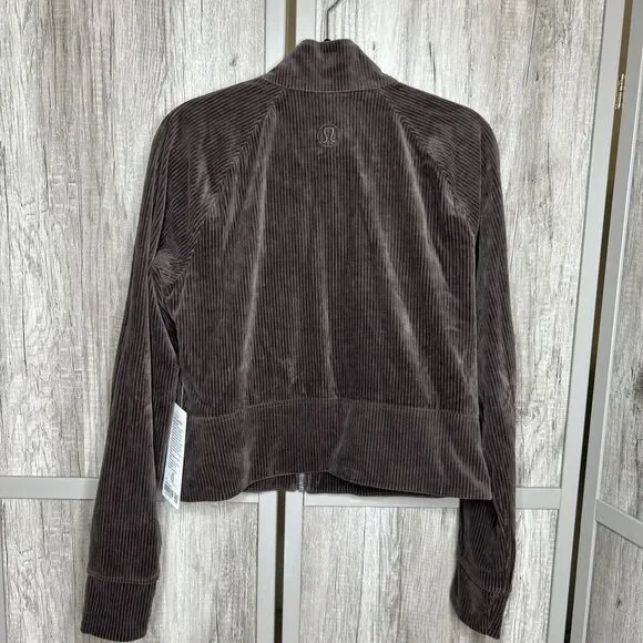 Lululemon Scuba Track Jacket Velvet Cord Full Zip Brown Color Size 12 NWT - Picture 7 of 8